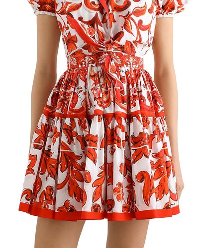 Dolce & Gabbana Dolce & Gabbana Majolica Print Poplin Short Skirt