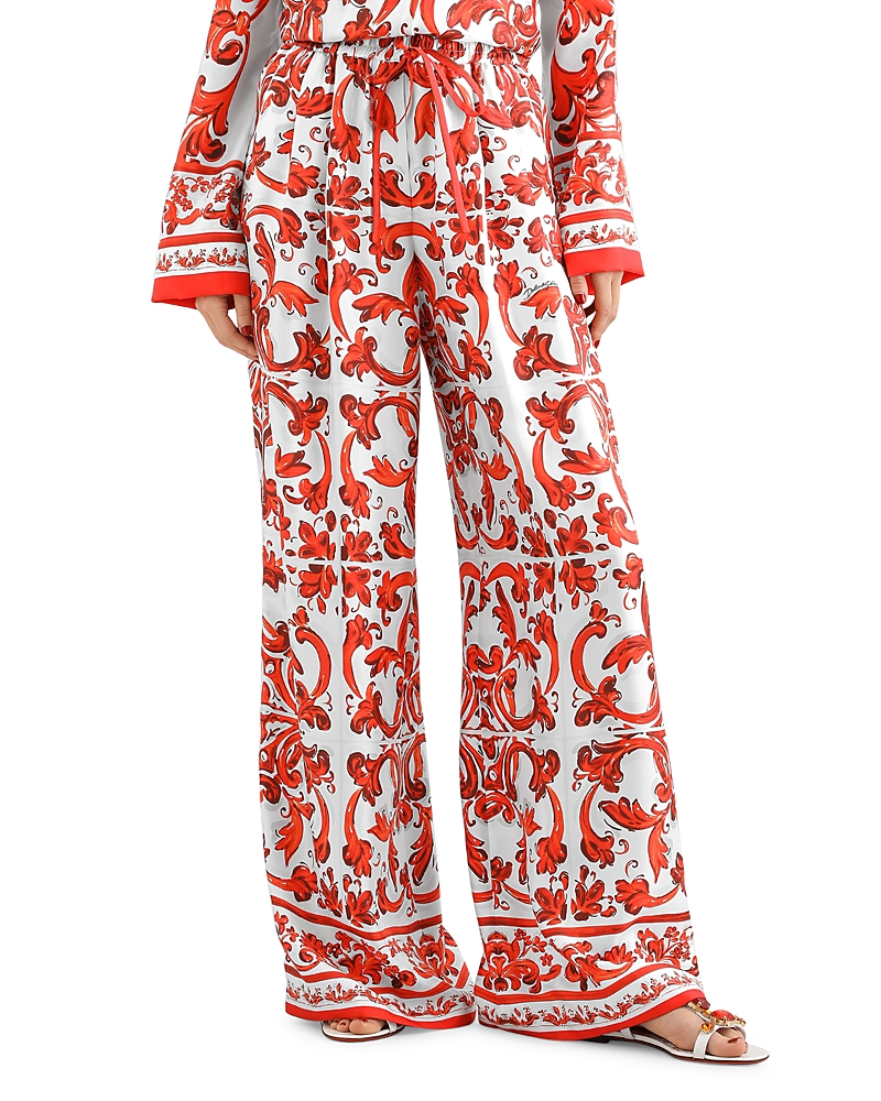 Dolce & Gabbana Dolce & Gabbana Majolica Print Silk Trousers