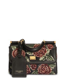 Dolce & Gabbana Dolce & Gabbana My Sicily Embroidered Leather Top Handle Bag