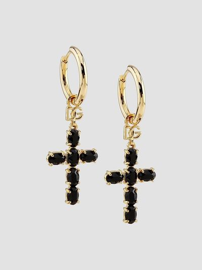 Dolce & Gabbana Women's Gold-Plated Cross Hoop Earrings