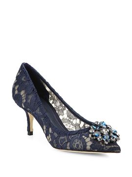 Dolce & Gabbana Embellished Lace Point Toe Pumps