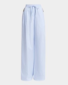 Dolce & Gabbana Embellished Striped Wide-Leg Pull-On Pants