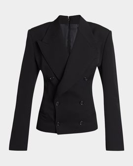 Dolce & Gabbana Exaggerated Shoulder Double-Breasted Silk Jacket