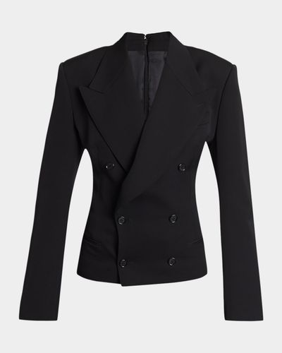 Dolce & Gabbana Exaggerated Shoulder Double-Breasted Silk Jacket