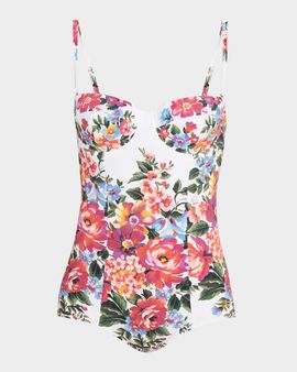 Dolce & Gabbana Floral Balconette One-Piece Swimsuit