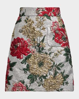 Dolce & Gabbana Floral Matelassé Jacquard Mini Skirt