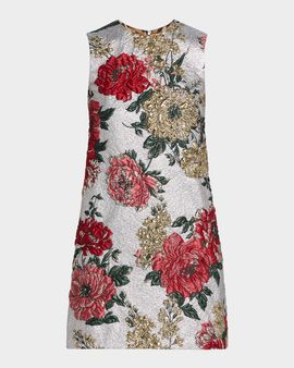Dolce & Gabbana Floral Matelassé Jacquard Minidress