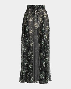 Dolce & Gabbana Floral Silk Chiffon Maxi Pull-On Skirt