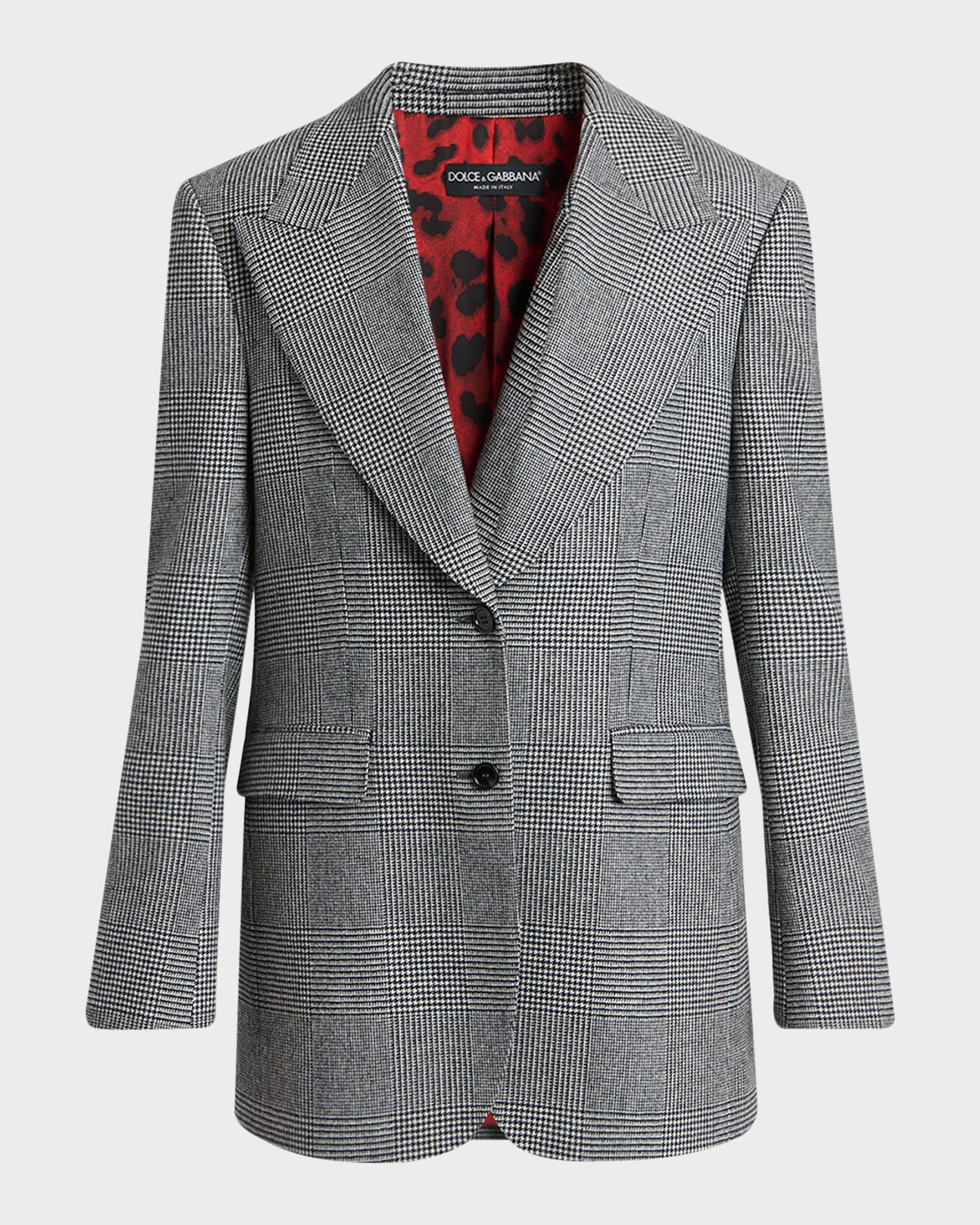 Dolce & Gabbana Glen Plaid Cashmere-Wool Single-Breasted Jacket