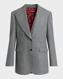 Dolce & Gabbana Glen Plaid Cashmere-Wool Single-Breasted Jacket