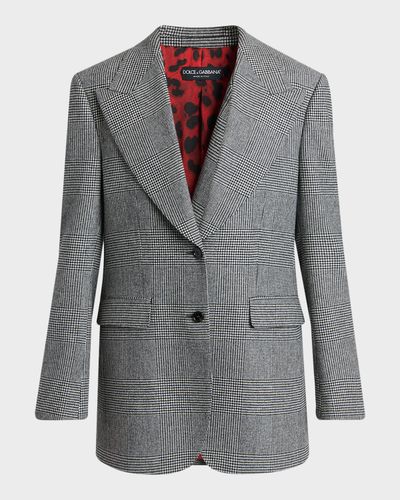 Dolce & Gabbana Glen Plaid Cashmere-Wool Single-Breasted Jacket
