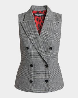Dolce & Gabbana Glen Plaid Wool-Cashmere Double-Breasted Vest