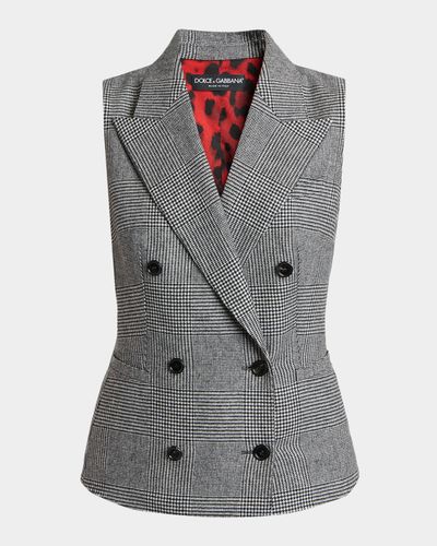 Dolce & Gabbana Glen Plaid Wool-Cashmere Double-Breasted Vest