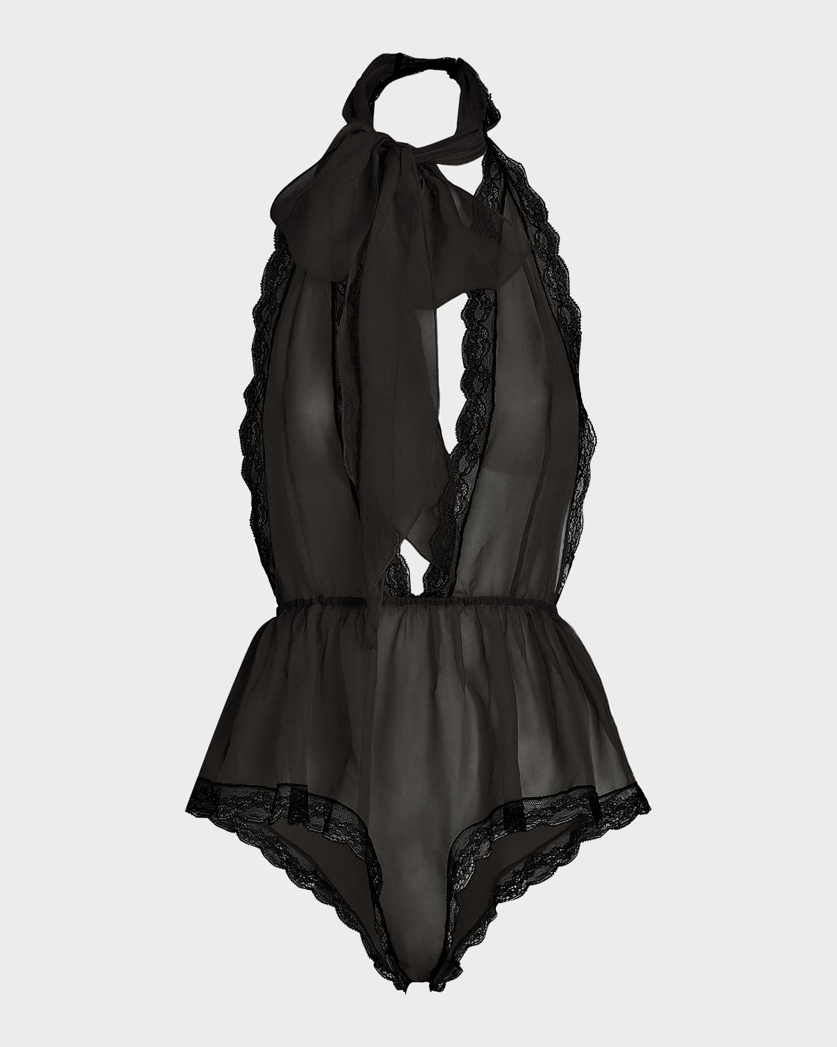 Dolce & Gabbana Lace-Trim Plunging Halter Bodysuit