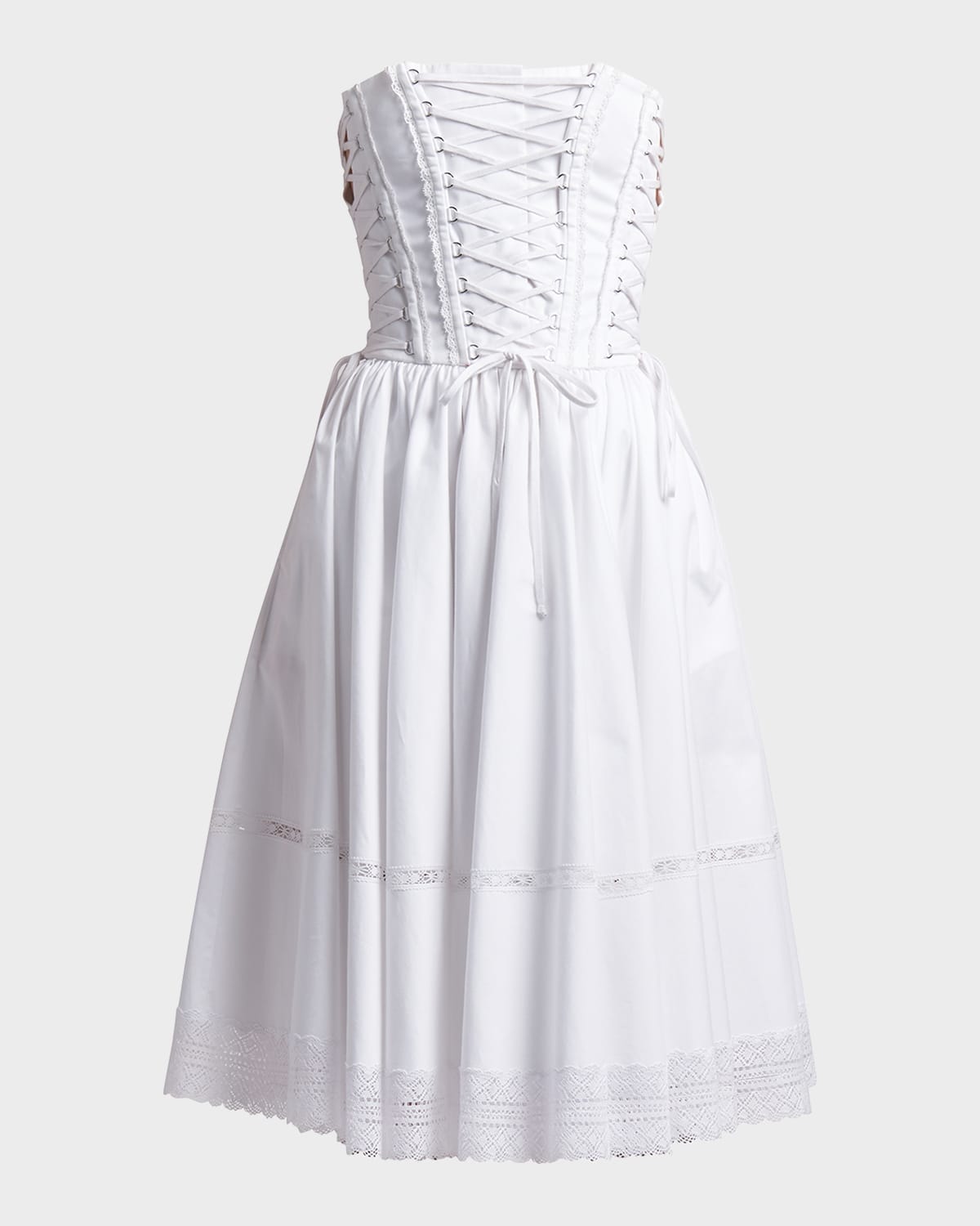 Dolce & Gabbana Lace-Up Corset Dress w/ Lace Trim