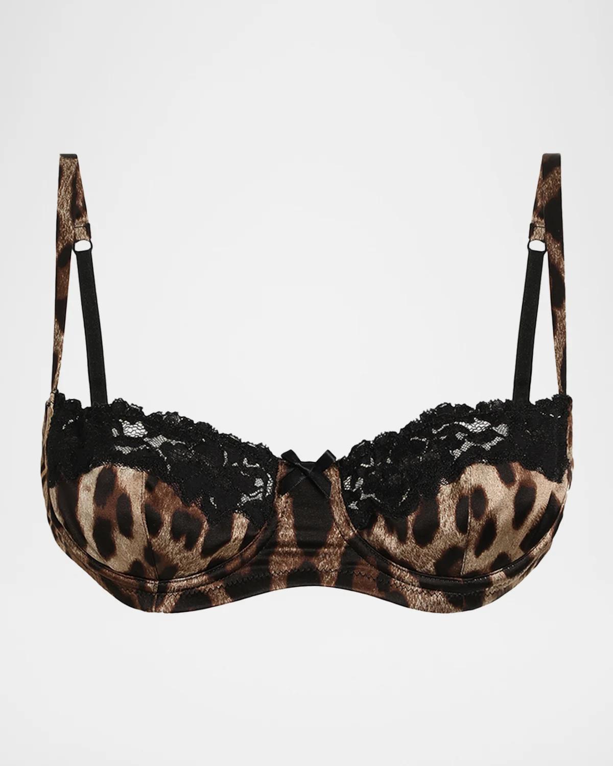 Dolce & Gabbana Leopard-Print Lace & Satin Balconette Bra