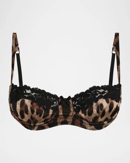 Dolce & Gabbana Leopard-Print Lace & Satin Balconette Bra