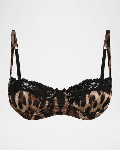 Dolce & Gabbana Leopard-Print Lace & Satin Balconette Bra