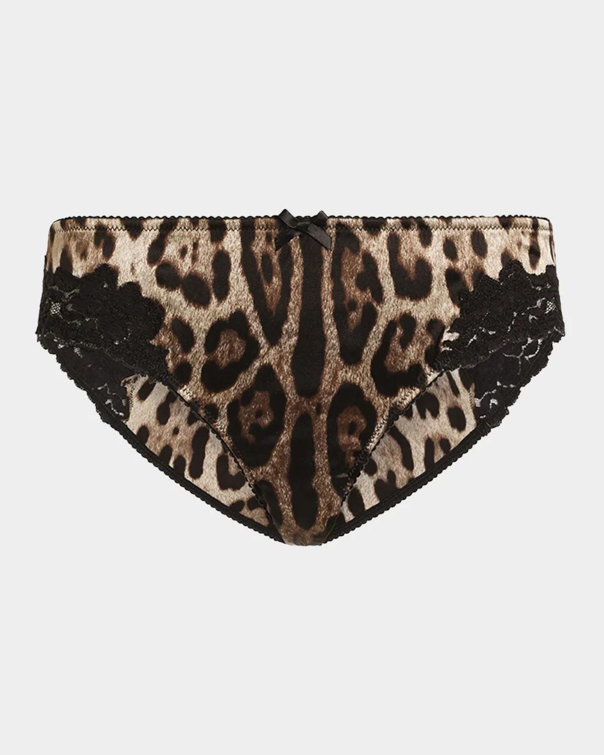 Dolce & Gabbana Leopard-Print Lace & Satin Briefs