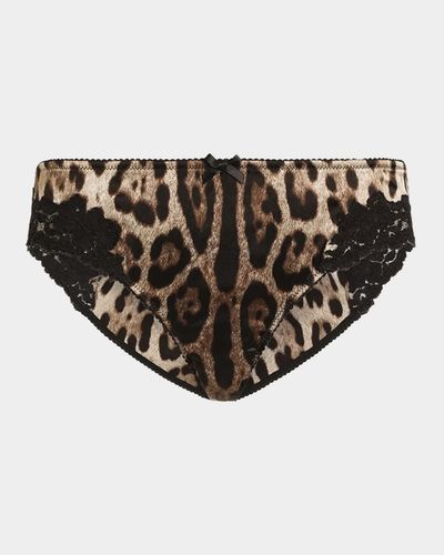 Dolce & Gabbana Leopard-Print Lace & Satin Briefs