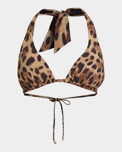 Dolce & Gabbana Leopard Halter Bikini Top