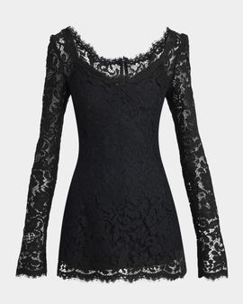 Dolce & Gabbana Long-Sleeve Lace Mini Dress