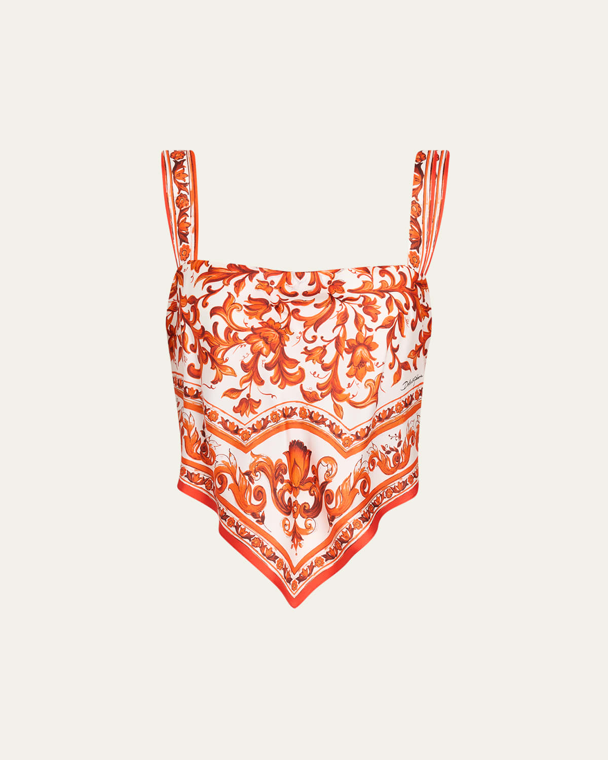 Dolce & Gabbana Majolica Silk Twill Scarf Bustier Top
