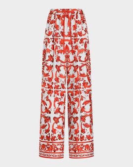 Dolce & Gabbana Majolica Silk Wide-Leg Pants