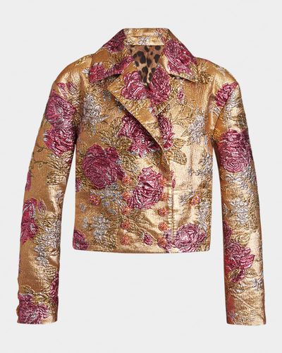Dolce & Gabbana Metallic Floral Jacquard Double-Breasted Jacket