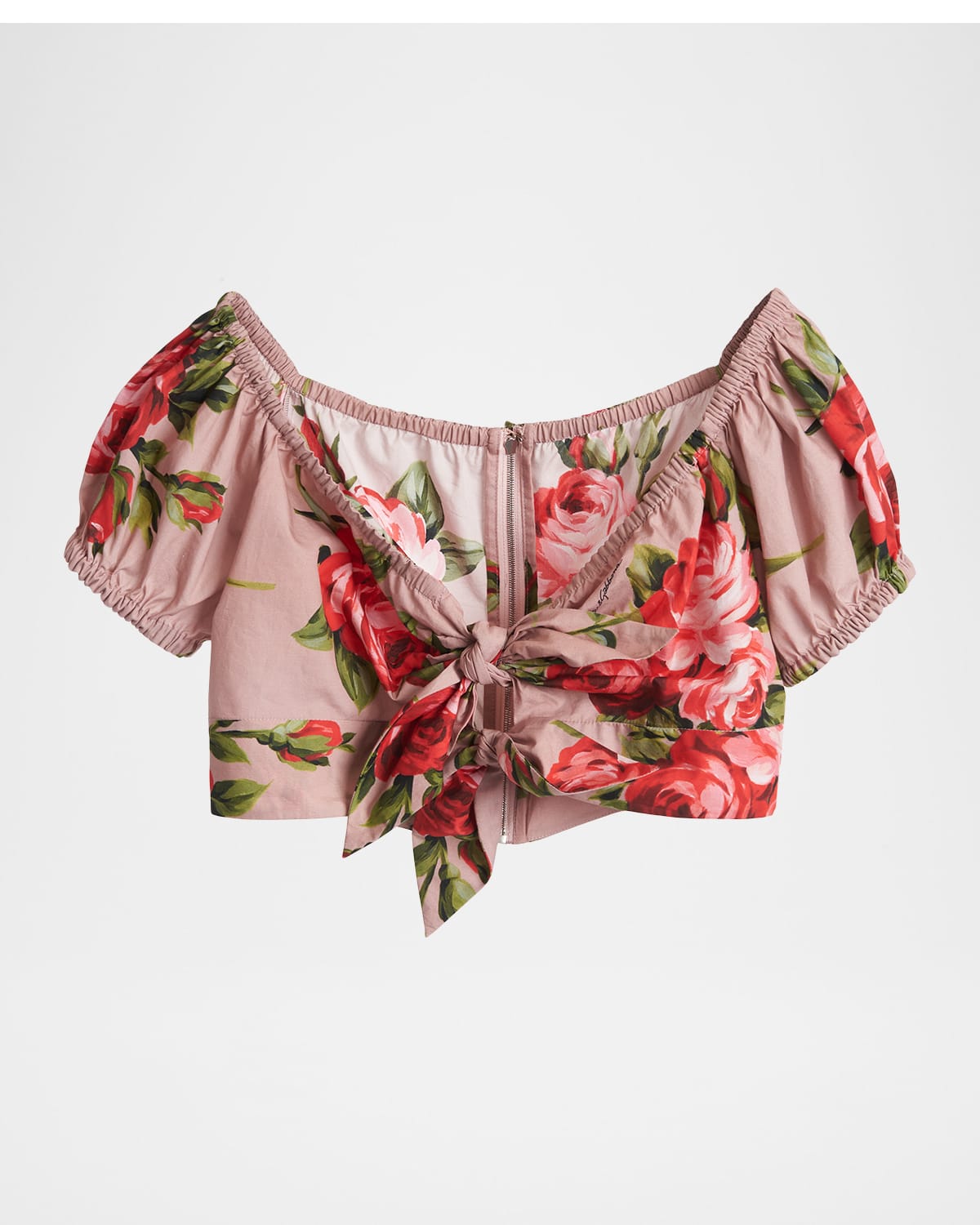Dolce & Gabbana Off-the-Shoulder Floral Cotton Crop Top