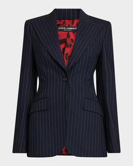 Dolce & Gabbana Pinstriped Stretch Virgin-Wool Single-Breasted Blazer