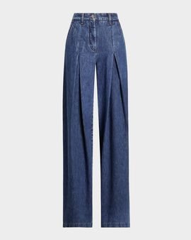 Dolce & Gabbana Pleated Wide-Leg Denim Jeans