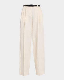 Dolce & Gabbana Rustic Cotton-Linen Canvas Straight-Leg Pants