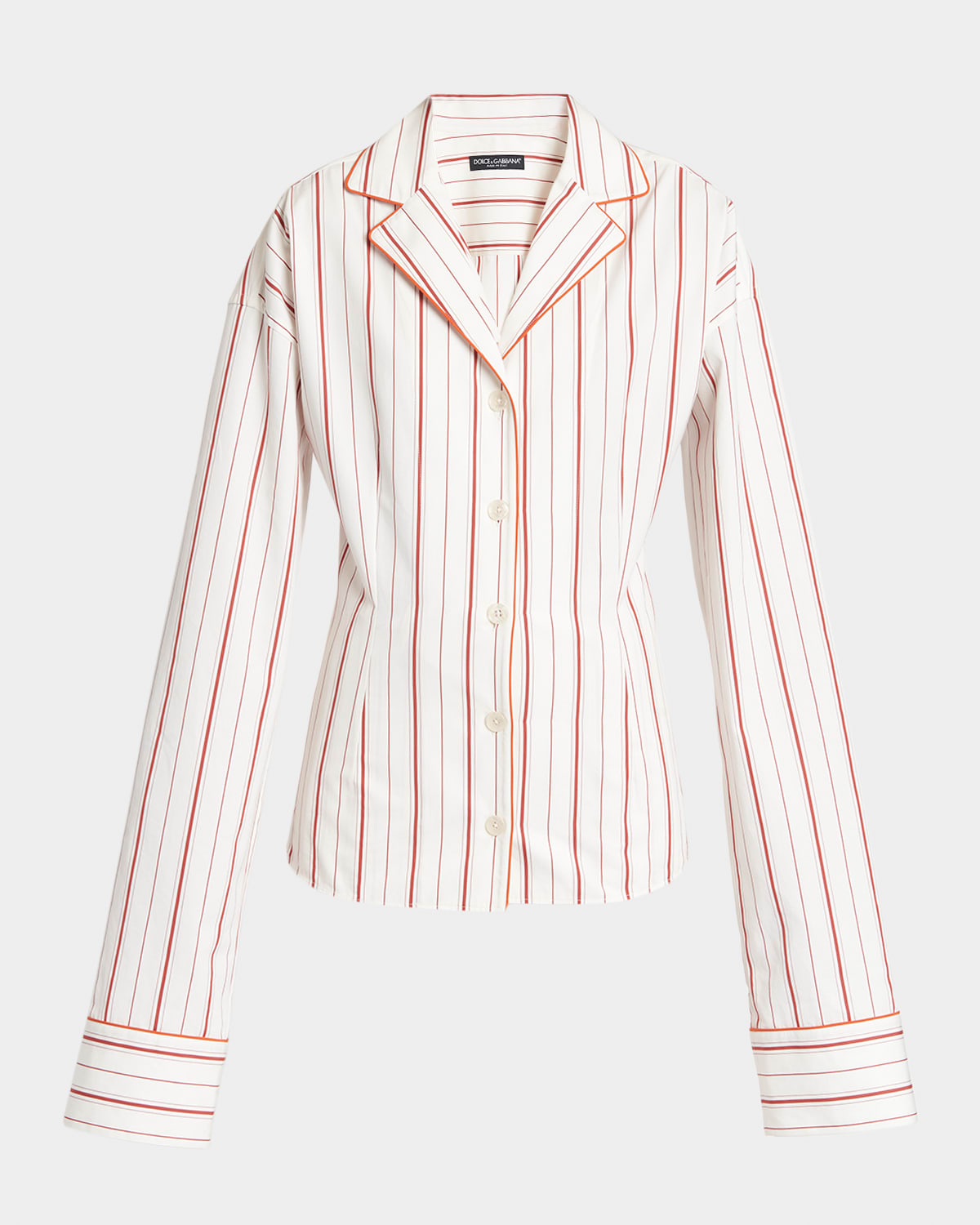 Dolce & Gabbana Sartorial Striped Cotton-Silk Button-Down Pajama Top