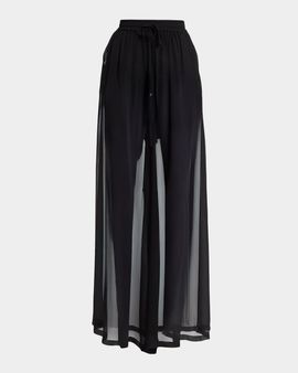 Dolce & Gabbana Sheer Silk Chiffon Wide-Leg Pull-On Pants