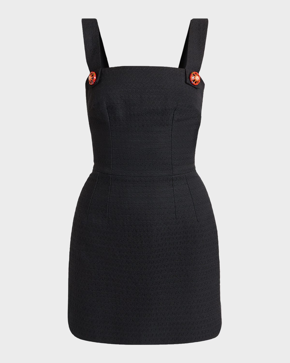 Dolce & Gabbana Sleeveless Carretto-Button Textured Cotton-Linen Mini Dress