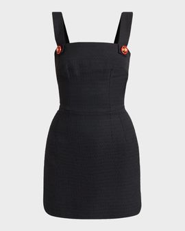 Dolce & Gabbana Sleeveless Carretto-Button Textured Cotton-Linen Mini Dress