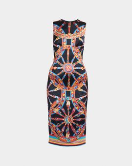Dolce & Gabbana Sleeveless Carretto-Print Satin Midi Day Dress