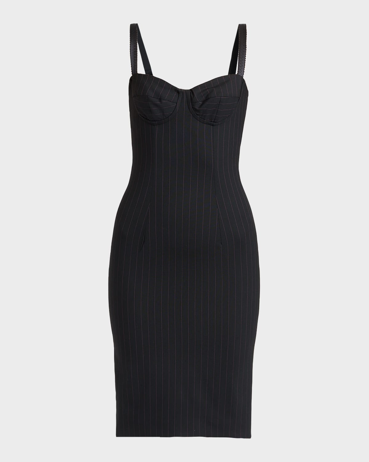 Dolce & Gabbana Sleeveless Pinstripe Wool-Silk Bustier Dress