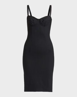 Dolce & Gabbana Sleeveless Pinstripe Wool-Silk Bustier Dress