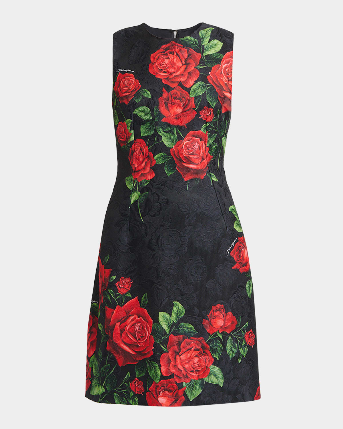Dolce & Gabbana Sleeveless Rose Brocade Knee-Length Dress