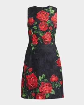 Dolce & Gabbana Sleeveless Rose Brocade Knee-Length Dress