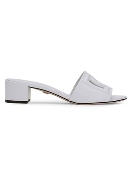 Dolce & Gabbana Women's 40MM DG Cut-Out Leather Mules