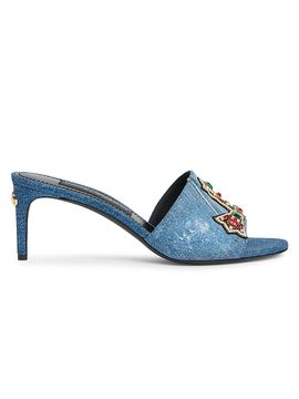 Dolce & Gabbana Women's 60MM Crystal-Embellished Denim Mules