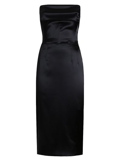 Dolce & Gabbana - Women's Black Sicily Corset Satin Sheath Midi-Dress Dolce & Gabbana - Women's Black Sicily Corset Satin Sheath Midi-Dress