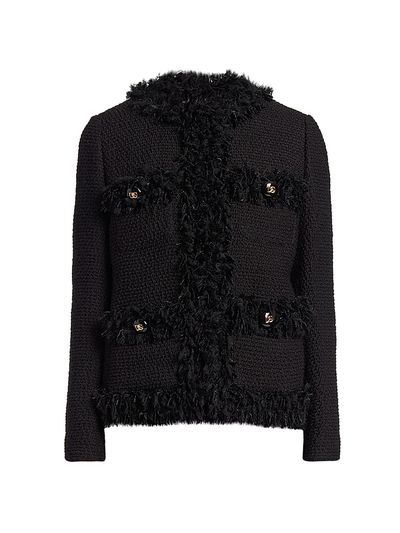 Dolce & Gabbana Women's Boucle Knit Fringe Trim Jacket