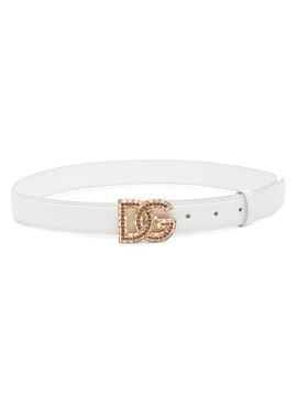 Dolce & Gabbana Women's DG Logo Embellished Leather Belt