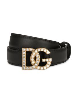 Dolce & Gabbana Women's DG Swarovski Logo Leather Belt