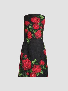 Dolce & Gabbana Women's Floral Jacquard Crewneck Mini Dress