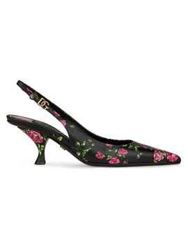 Dolce & Gabbana Women's Floral Leather Slingback Pumps